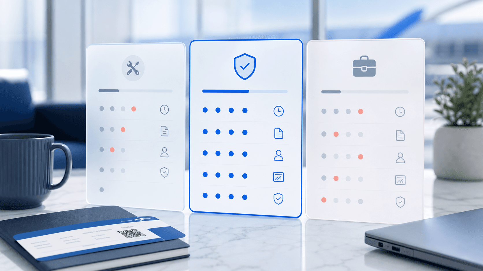 AirReclaim comparison cards for fee clarity, dashboard visibility, and human review.