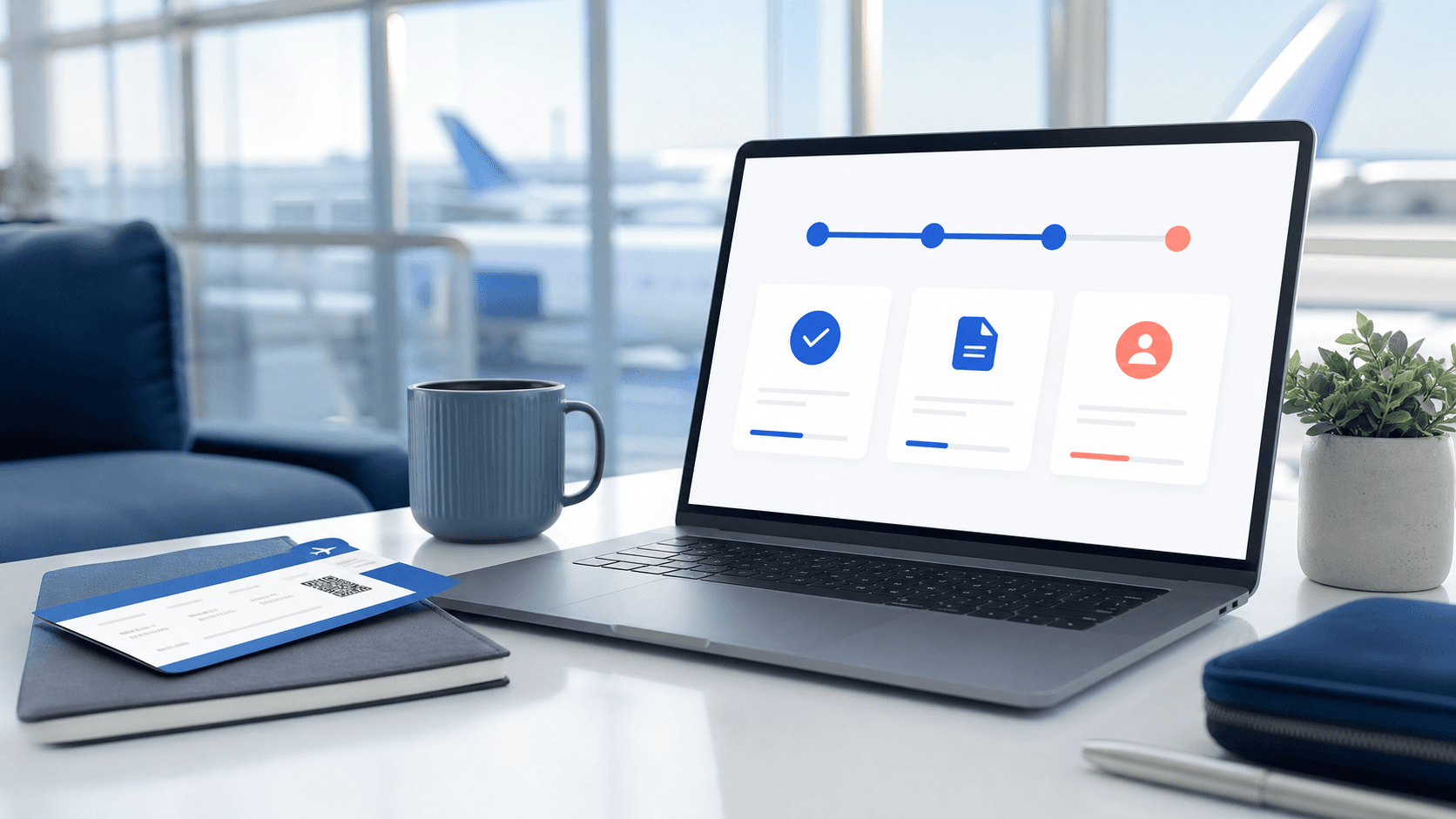 AirReclaim support dashboard with travel documents and claim status cards.
